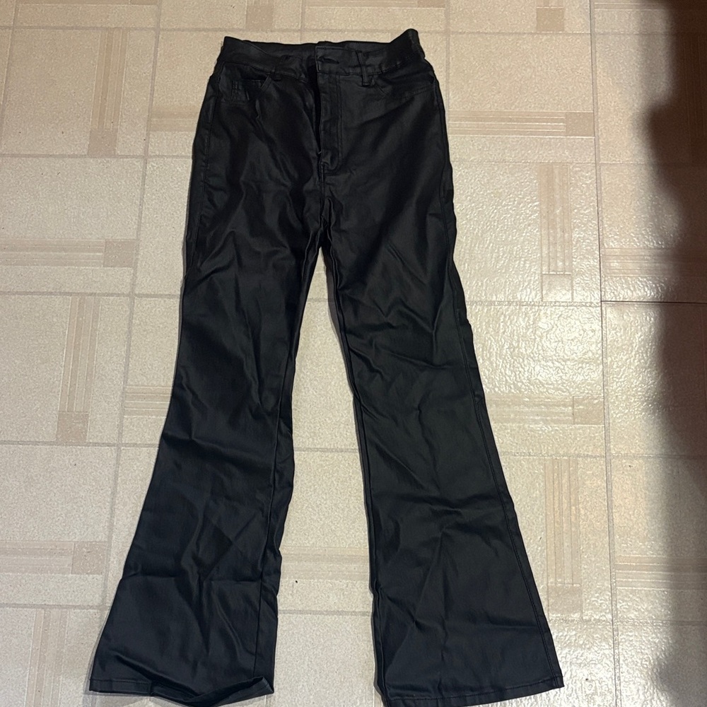Black Flared Pleather Pants